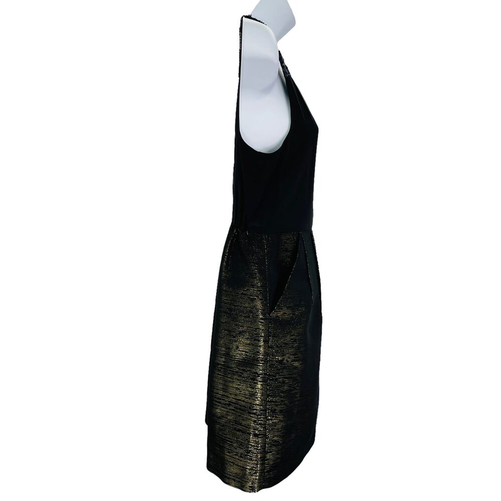 BROADWAY & BROOME Silk Black Gold Sparkle Sleeveless Fit & Flare Mini Dress 2 - Picture 7 of 12